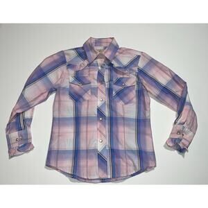 Cedar rose girl pink & purple snap button down shirt